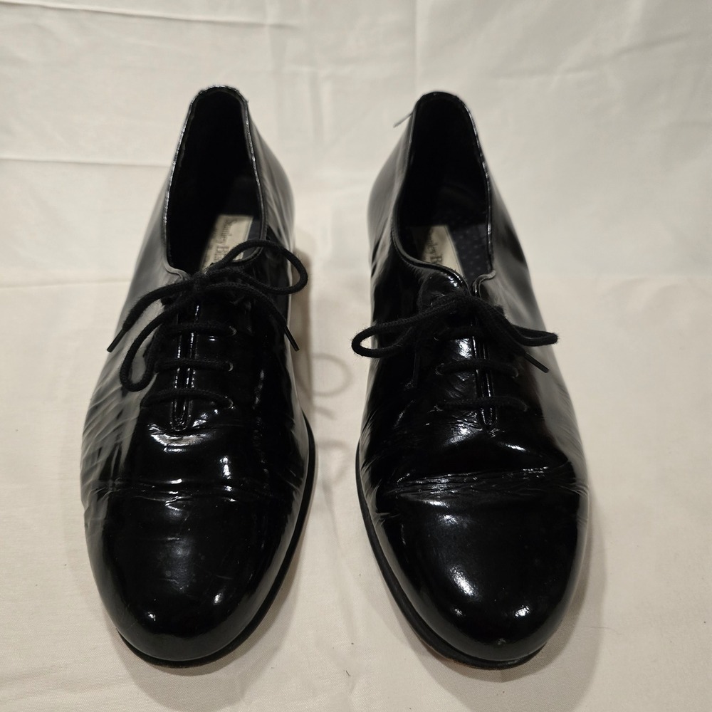 Stanley Blacker Black Patent Leather‎ Lace Up Oxford Shoes Women 8 Made in Italy